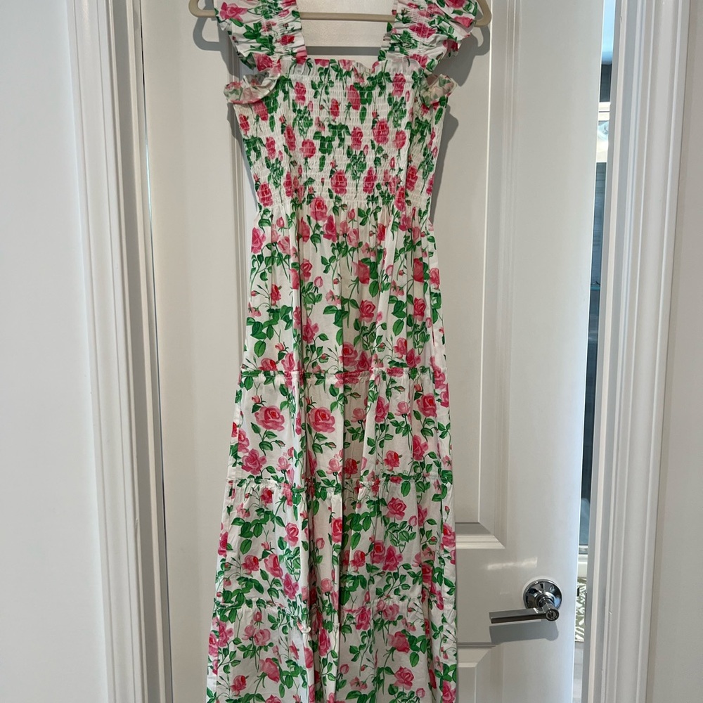 Hill House Home Floral Pink and Green Women's Dress